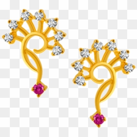 22kt Yellow Gold And American Diamond Stud Earrings - Illustration, HD Png Download - diamond stud png