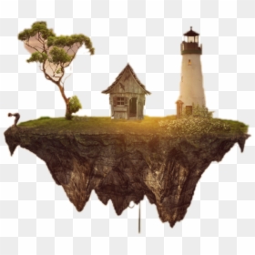 #sticker #ledge #house #lighthouse #tree #grass #child - Floating Rock Transparent, HD Png Download - ledge png