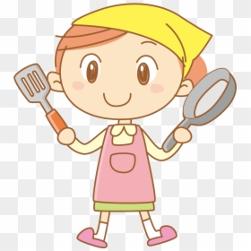Cute Little Boy Kitchen - Cute Girl Cooking Cartoon, HD Png Download - cooking clipart png