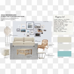 Gold Mood Board From Sea Interior Design - Mood Board Interior Design Living Room, HD Png Download - interior design png