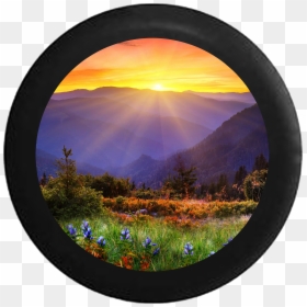 Sunrise Sunset Behind Mountain Range Field Of Flowers - Beautiful Sunset Good Morning, HD Png Download - field of flowers png