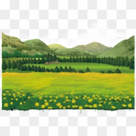 Landscape Theatrical Rural Field Flowers - Landscape Illustration Spring, HD Png Download - field of flowers png