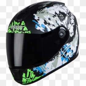 Motorcycle Helmet, HD Png Download - green skull png