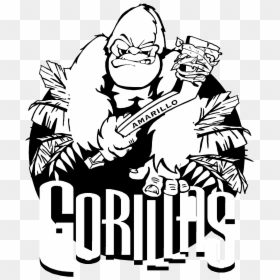 Amarillo Gorillas Logo Black And White - Amarillo Gorillas, HD Png Download - gorilla cartoon png