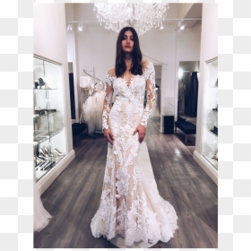 717 Long Sleeve Lace Wedding Dress - Bold Lace Wedding Dress, HD Png Download - wedding lace png