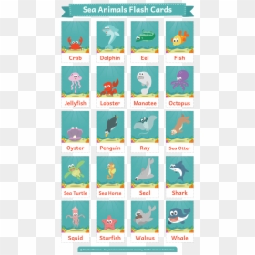 Free Printable Sea Animals Flash Cards - Sea Animals Flashcards Printable, HD Png Download - sea creatures png