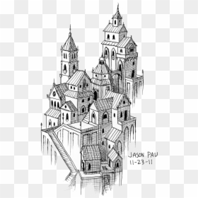 Line And White,building,graphics - Fantasy City Png, Transparent Png - city png image