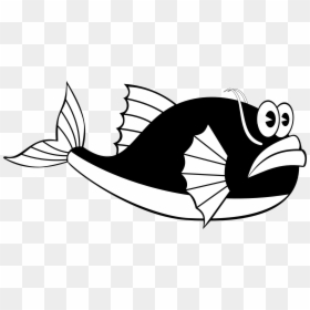 Fish Black And White Cute Fish Clip Art Black And White - Hewan Laut Png, Transparent Png - fish black and white png