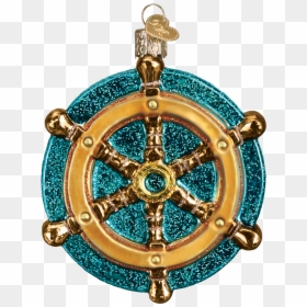Ship Wheel Nautical Glass Ornament - Locket, HD Png Download - nautical wheel png