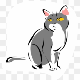 Grey Cat - Grey And White Cat Cartoon, HD Png Download - gray cat png