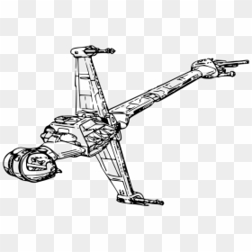 Line Art,recreation,string Instrument - Star Wars B Wing Drawing, HD Png Download - yoda silhouette png