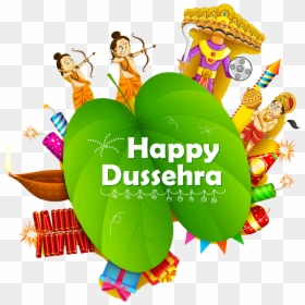 Happy Dussehra With Leaves, HD Png Download - dussehra png