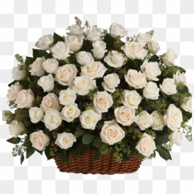 White Roses Basket, HD Png Download - white roses png