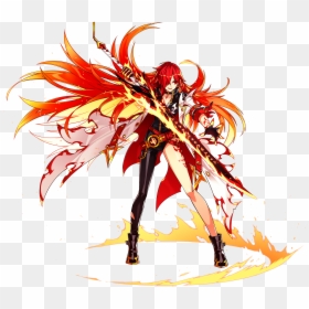 Elsword Elesis Flame Lord, HD Png Download - flames gif png