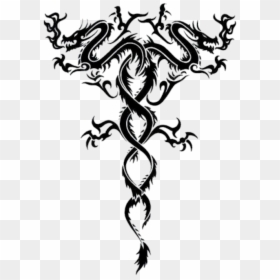 Transparent Tribal Dragon Png - Twin Dragon Tattoo Designs, Png Download - tribal dragon png