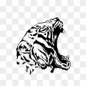Roaring Tiger Black And White Transparent, HD Png Download - tattos png