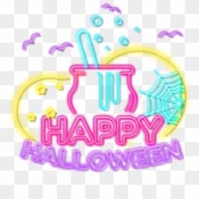 #ftestickers #bats #cauldron #text #happyhalloween, HD Png Download - happy halloween text png