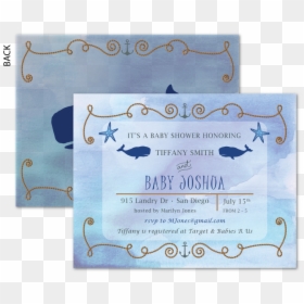 Blue Whale Baby Shower - Wedding Invitation, HD Png Download - baby whale png