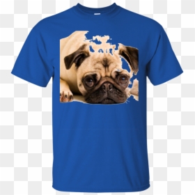 Codoit Sad Pug Dog Laying Down Short Sleeve Crew Neck, HD Png Download - laying down png