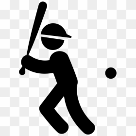 Baseball Player With Bat Ball And Cap - Playing Baseball Icon, HD Png Download - baseball bat and ball png