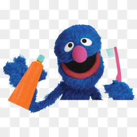 Grover Holding Toothbrush And Toothpaste - Sesame Street Brushing Teeth, HD Png Download - baby sesame street png
