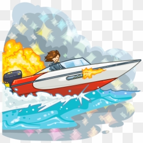 Speed Boat Cartoon, HD Png Download - speedboat png