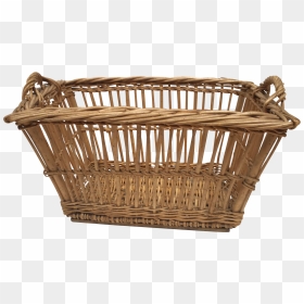 1900s French Woven Wicker Laundry Basket, HD Png Download - wicker basket png
