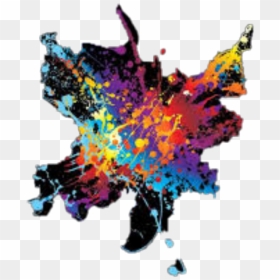 #rainbow #splatter - Spilled Paint On Black Canvas, HD Png Download - rainbow splatter png