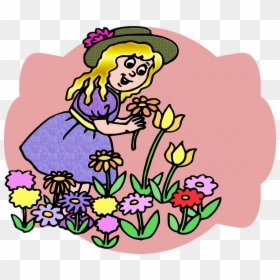 Girl, Blonde, Hat, Garden, Flowers, Spring, Child - Gambar Anak Di Taman Bunga, HD Png Download - primavera png