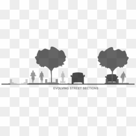 Graphic Depicting Cross Section Of Multi-modal Street - Street Section Silhouette, HD Png Download - streets png