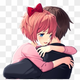 Doki Doki Literature Club Sayori Hug, HD Png Download - doki doki literature club happy thoughts png