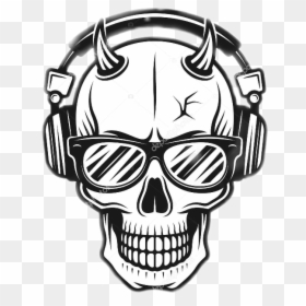 Skull Devil Horns, HD Png Download - badass skull png
