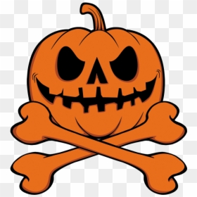 Transparent Pumpkin Head Png - Pumpkin Skull And Crossbones, Png Download - badass skull png