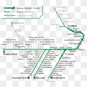 Transparent Green Line Png - Green Line Mbta Map, Png Download - mbta png