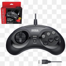 Sega, Genesis, Arcade Pad, 8 Button, Black, Usb - Sega Genesis Mini Controller, HD Png Download - steam controller png