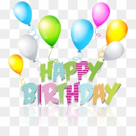Happy Birthday Text With Balloons, HD Png Download - birthday png