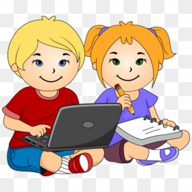 Girl And Boy Writing Clipart, HD Png Download - computer clipart png