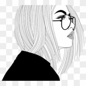 Drawing Outlines Black And White Girl, HD Png Download - anime mouth png