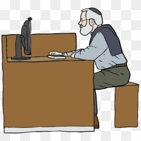 Old Man Working Clipart, HD Png Download - computer clipart png