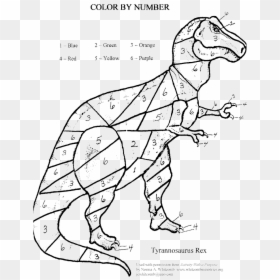 Colour By Number Dinosaur, HD Png Download - trex png