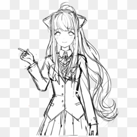 Draw Doki Doki Literature Club, HD Png Download - monika.png doki doki