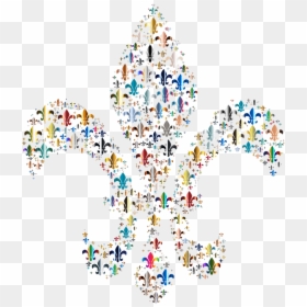 Colorful Fleur De Lis Fractal - Fleur De Lis Colorful, HD Png Download - gold fleur de lis png