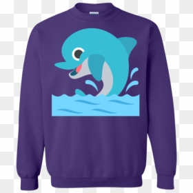 Happy Dolphin Emoji Sweatshirt - Sweater, HD Png Download - dolphin emoji png