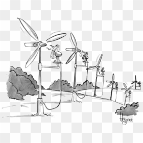 Wind Turbine Hand Drawing, HD Png Download - wind energy png