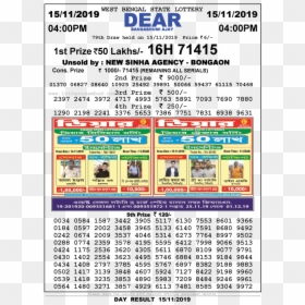 Nagaland State Lottery 13 11 2019, HD Png Download - result png