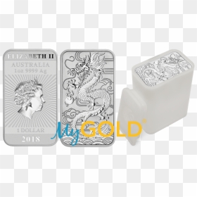 Buy 1oz Perth Mint Silver Rectangular Dragon Bullion - Perth Mint Dragon Bar, HD Png Download - silver dragon png