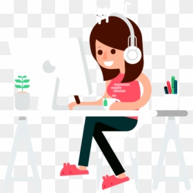 Vector Girl With Cat - Assignment Writing Help Vector, HD Png Download - kik icon png