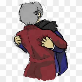 Just Wanted To Draw A Cute Miles Comforting Phoenix - Cartoon, HD Png Download - miles edgeworth png