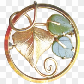 Pretty 12k Yellow Gold Filled Jade Ginkgo Leaf 1960"s - Brass, HD Png Download - brass png