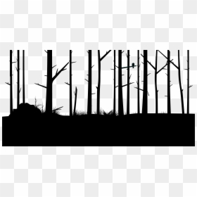 Burnt Tree Line Silhouette, HD Png Download - spooky forest.png